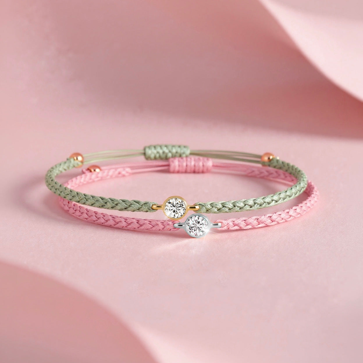 SOLEA Textilarmband rosa mit 0.20 ct. Lab Grown Diamond