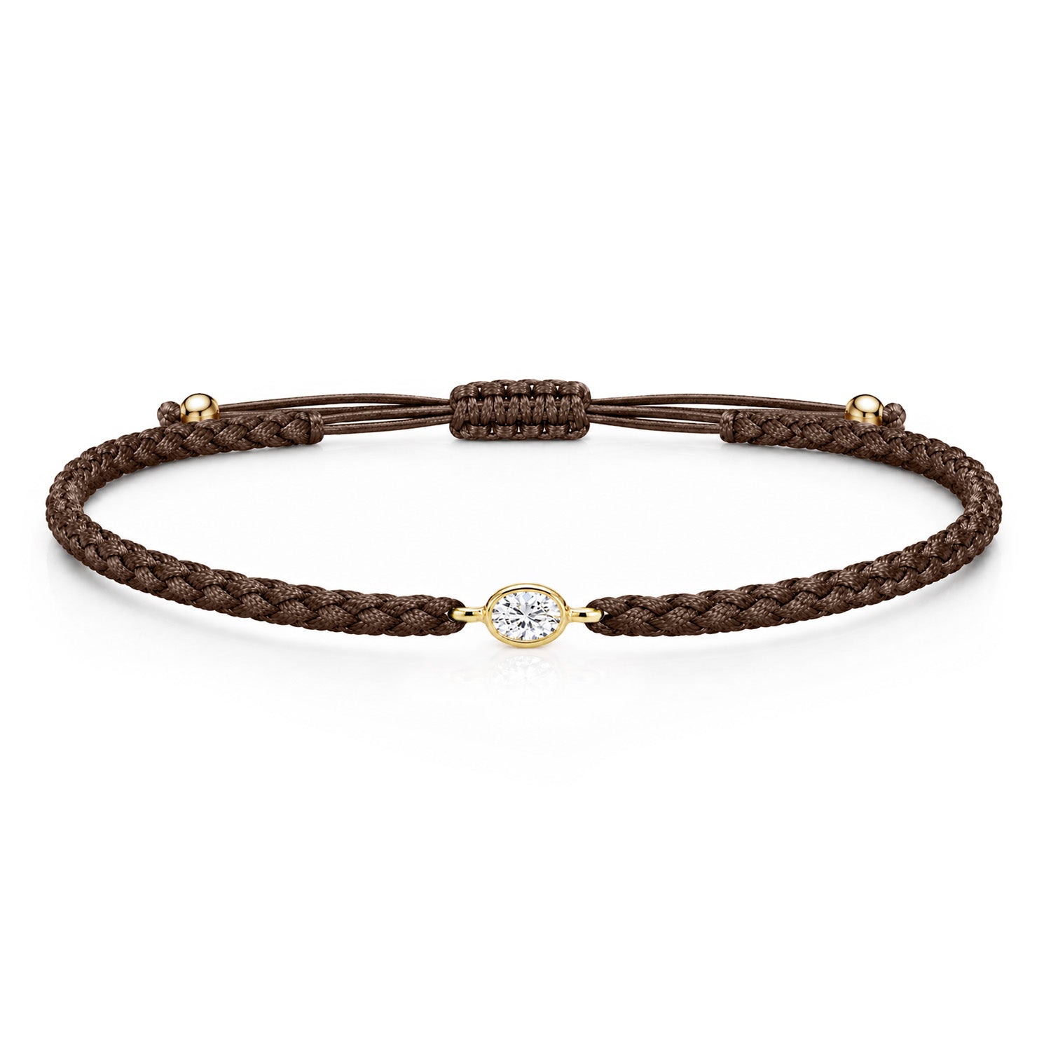 ORELIA Textilarmband braun mit 0.20 ct. Lab Grown Diamond