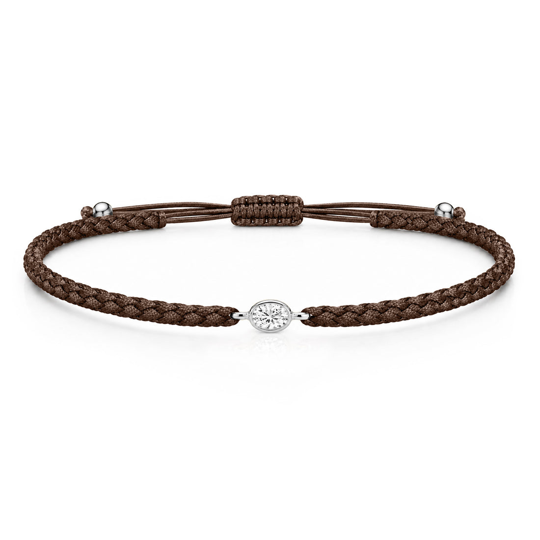 ORELIA Textilarmband braun mit 0.20 ct. Lab Grown Diamond