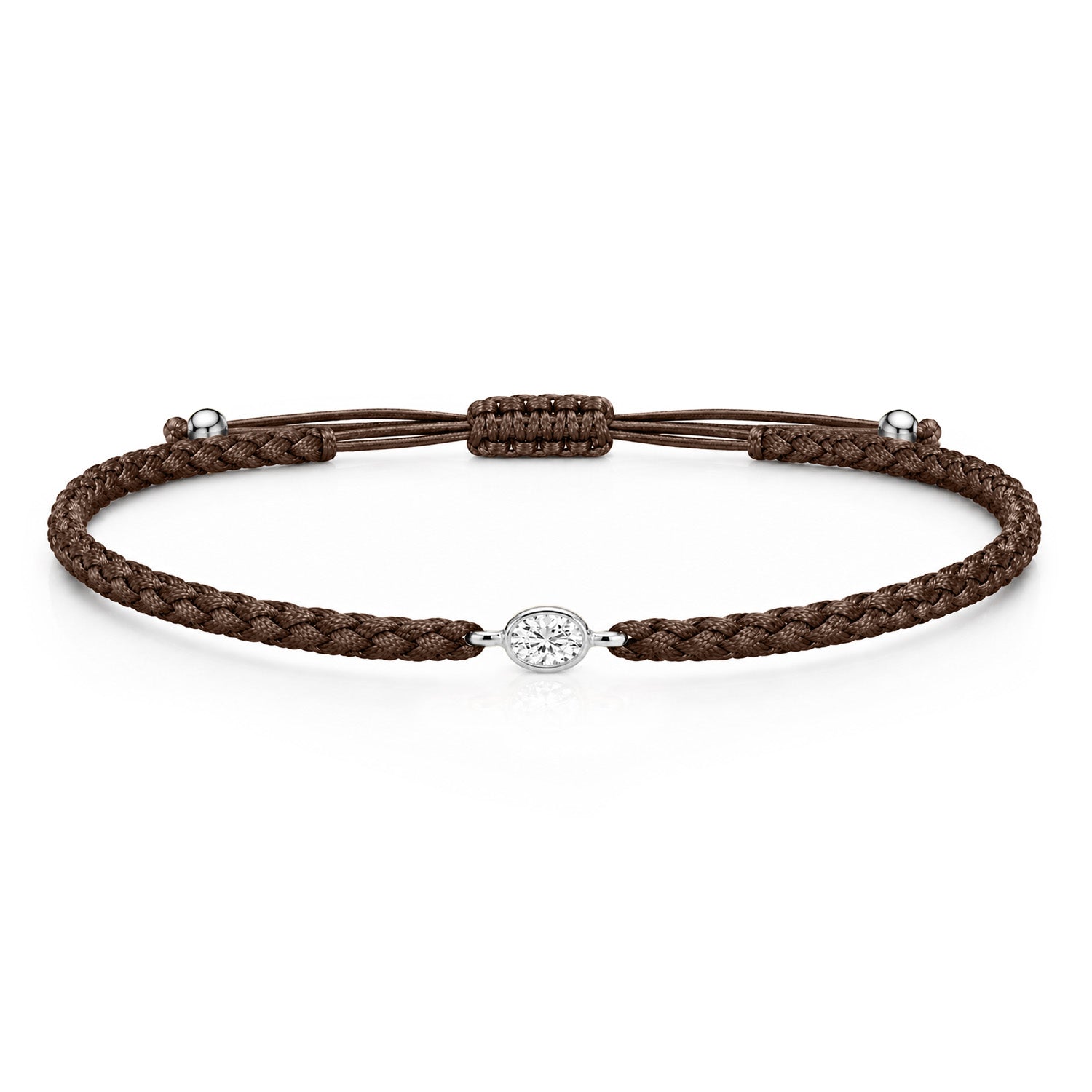 ORELIA Textilarmband braun mit 0.20 ct. Lab Grown Diamond