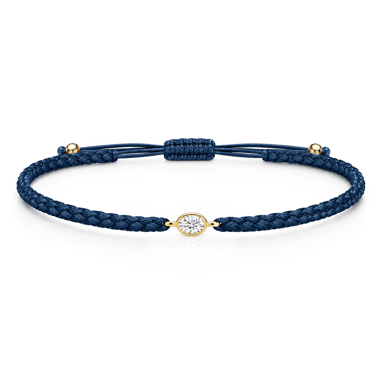 ORELIA Textilarmband dunkelblau mit 0.20 ct. Lab Grown Diamond