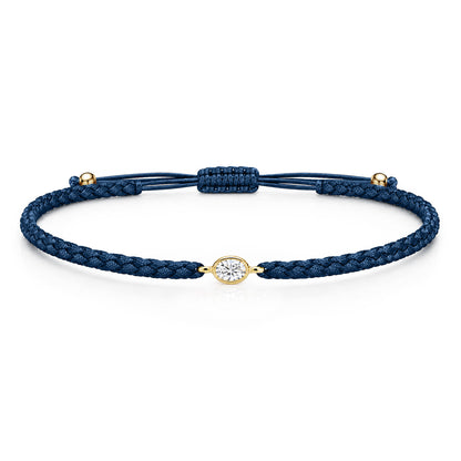 ORELIA Textilarmband dunkelblau mit 0.20 ct. Lab Grown Diamond