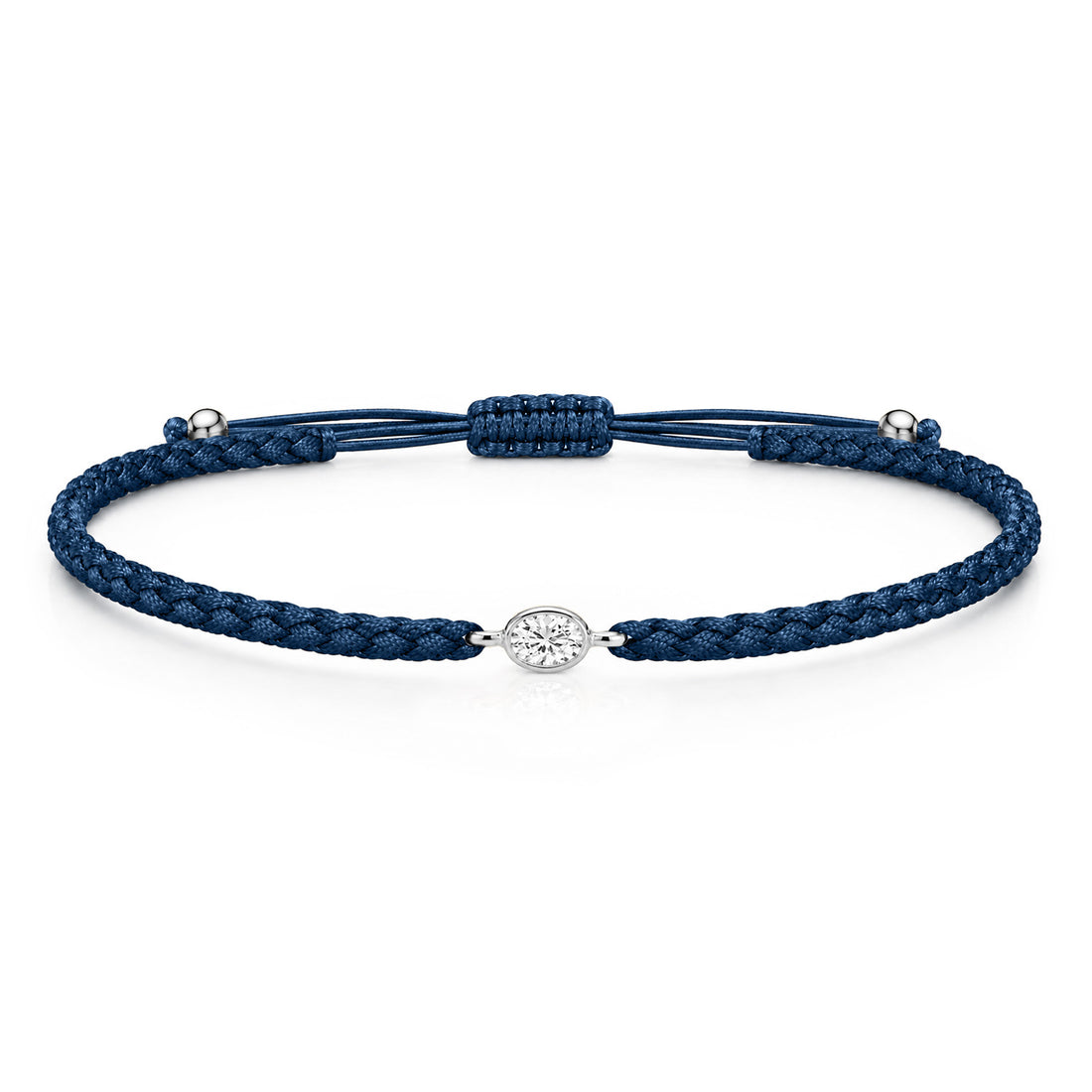 ORELIA Textilarmband dunkelblau mit 0.20 ct. Lab Grown Diamond