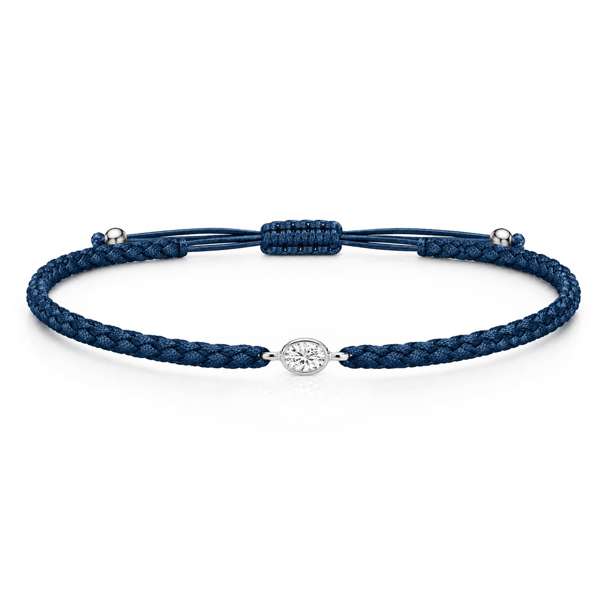 ORELIA Textilarmband dunkelblau mit 0.20 ct. Lab Grown Diamond