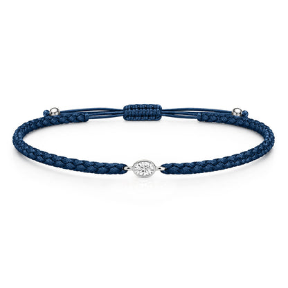 ORELIA Textilarmband dunkelblau mit 0.20 ct. Lab Grown Diamond