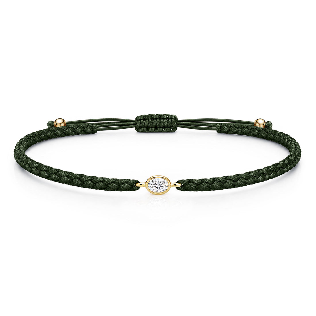 ORELIA Textilarmband dunkelgrün mit 0.20 ct. Lab Grown Diamond