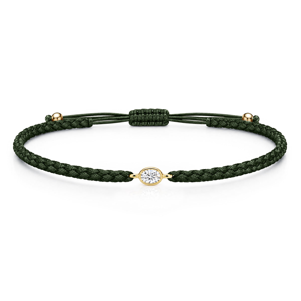 ORELIA Textilarmband dunkelgrün mit 0.20 ct. Lab Grown Diamond