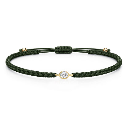 ORELIA Textilarmband dunkelgrün mit 0.20 ct. Lab Grown Diamond