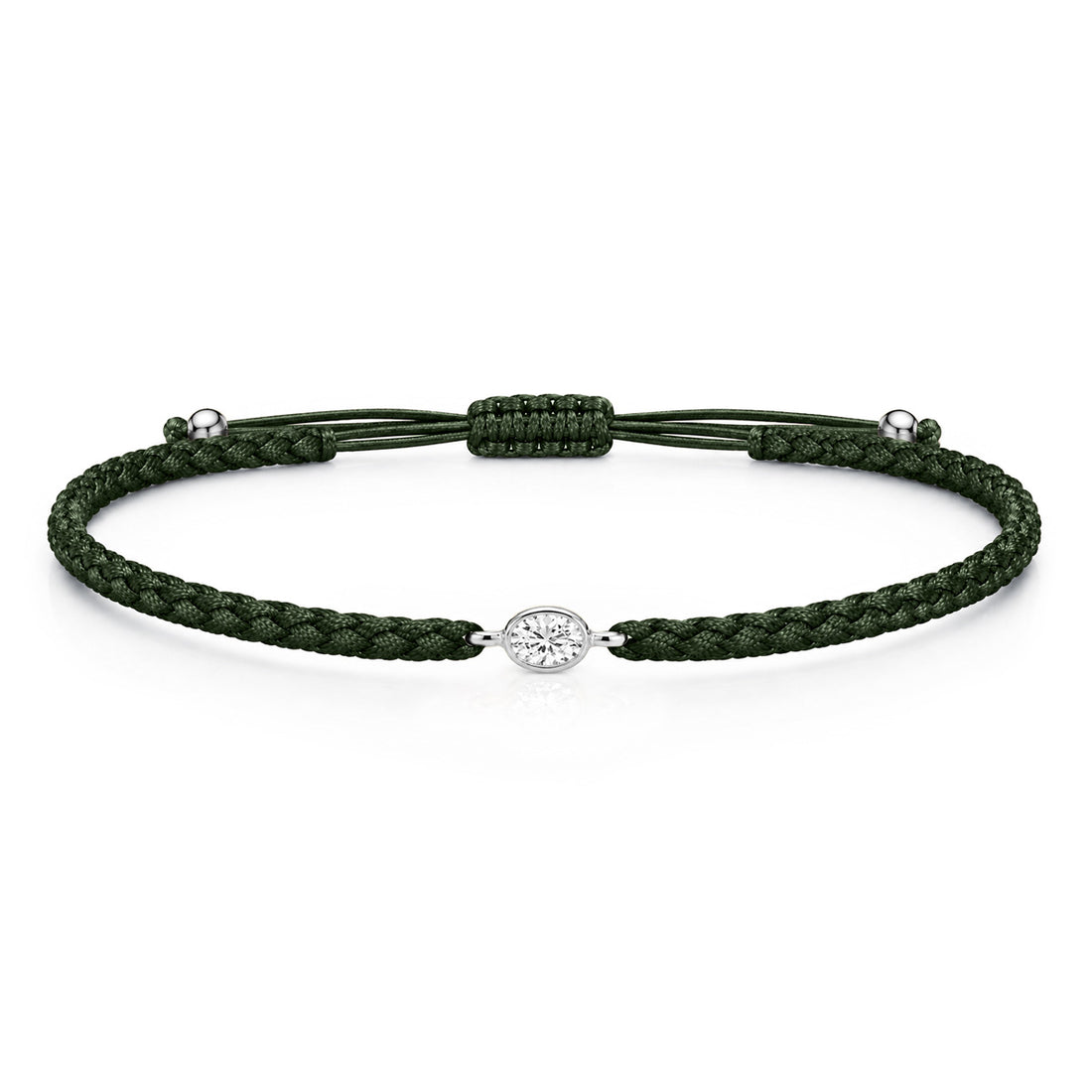 ORELIA Textilarmband dunkelgrün mit 0.20 ct. Lab Grown Diamond