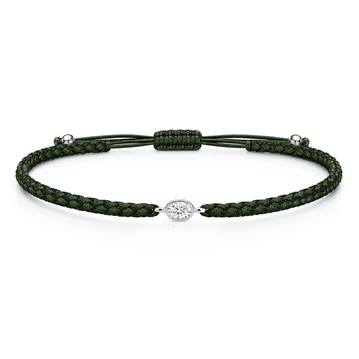 ORELIA Textilarmband dunkelgrün mit 0.20 ct. Lab Grown Diamond