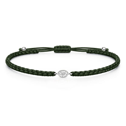 ORELIA Textilarmband dunkelgrün mit 0.20 ct. Lab Grown Diamond
