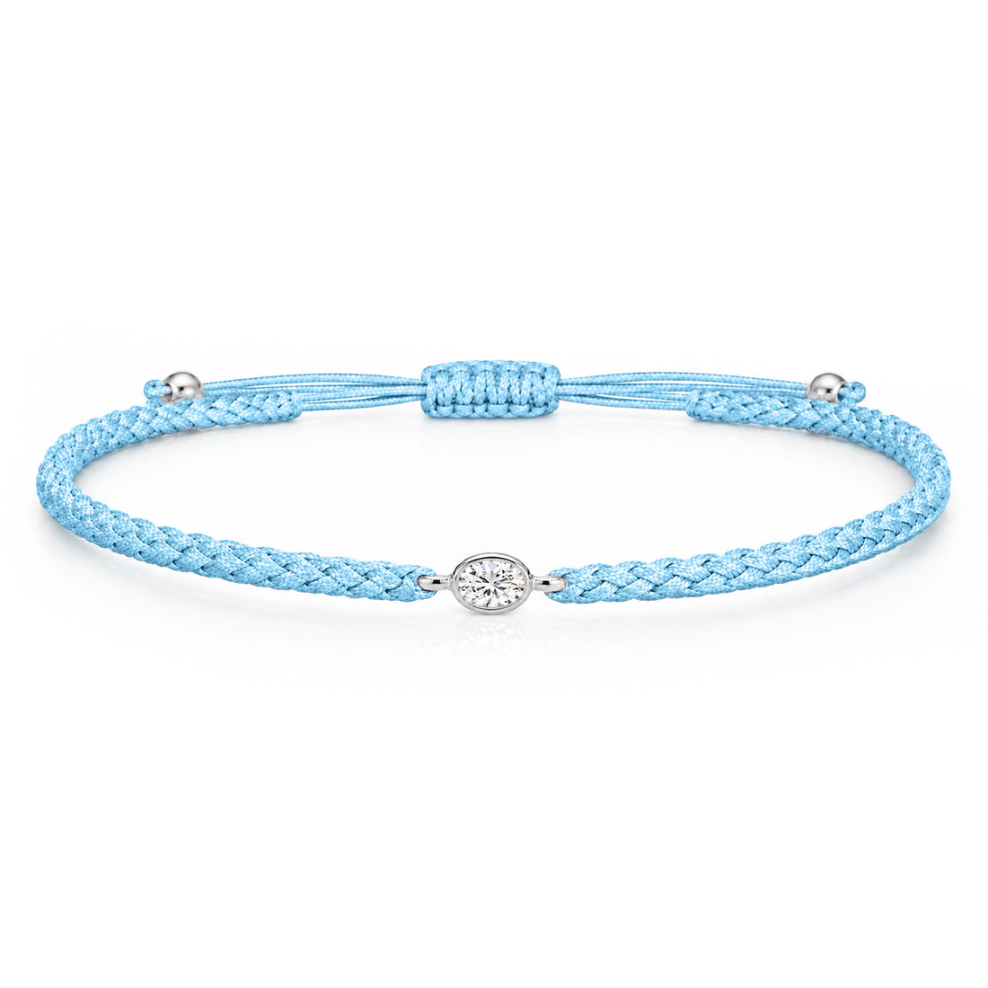 ORELIA Textilarmband hellblau mit 0.20 ct. Lab Grown Diamond