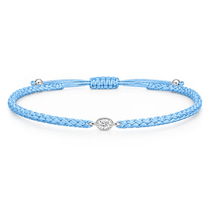 ORELIA Textilarmband hellblau mit 0.20 ct. Lab Grown Diamond