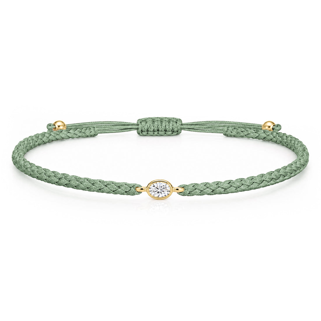 ORELIA Textilarmband grün mit 0.20 ct. Lab Grown Diamond