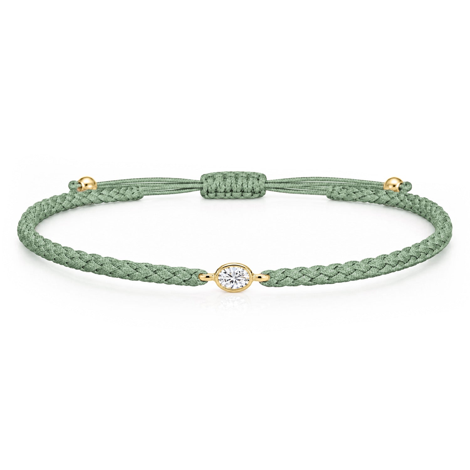 ORELIA Textilarmband grün mit 0.20 ct. Lab Grown Diamond