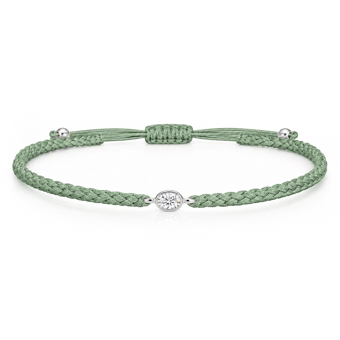 ORELIA Textilarmband grün mit 0.20 ct. Lab Grown Diamond