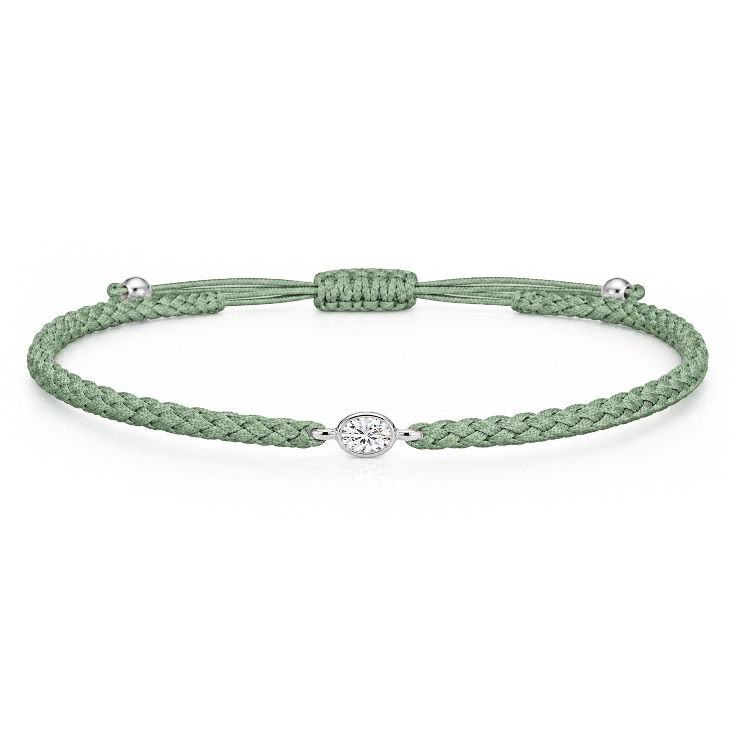 ORELIA Textilarmband grün mit 0.20 ct. Lab Grown Diamond