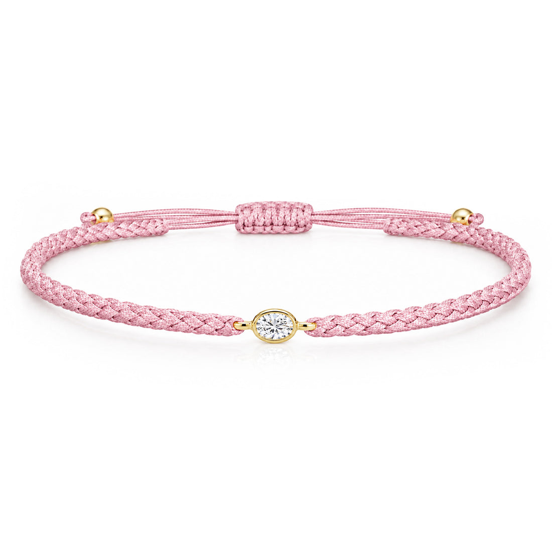 ORELIA Textilarmband rosa mit 0.20 ct. Lab Grown Diamond