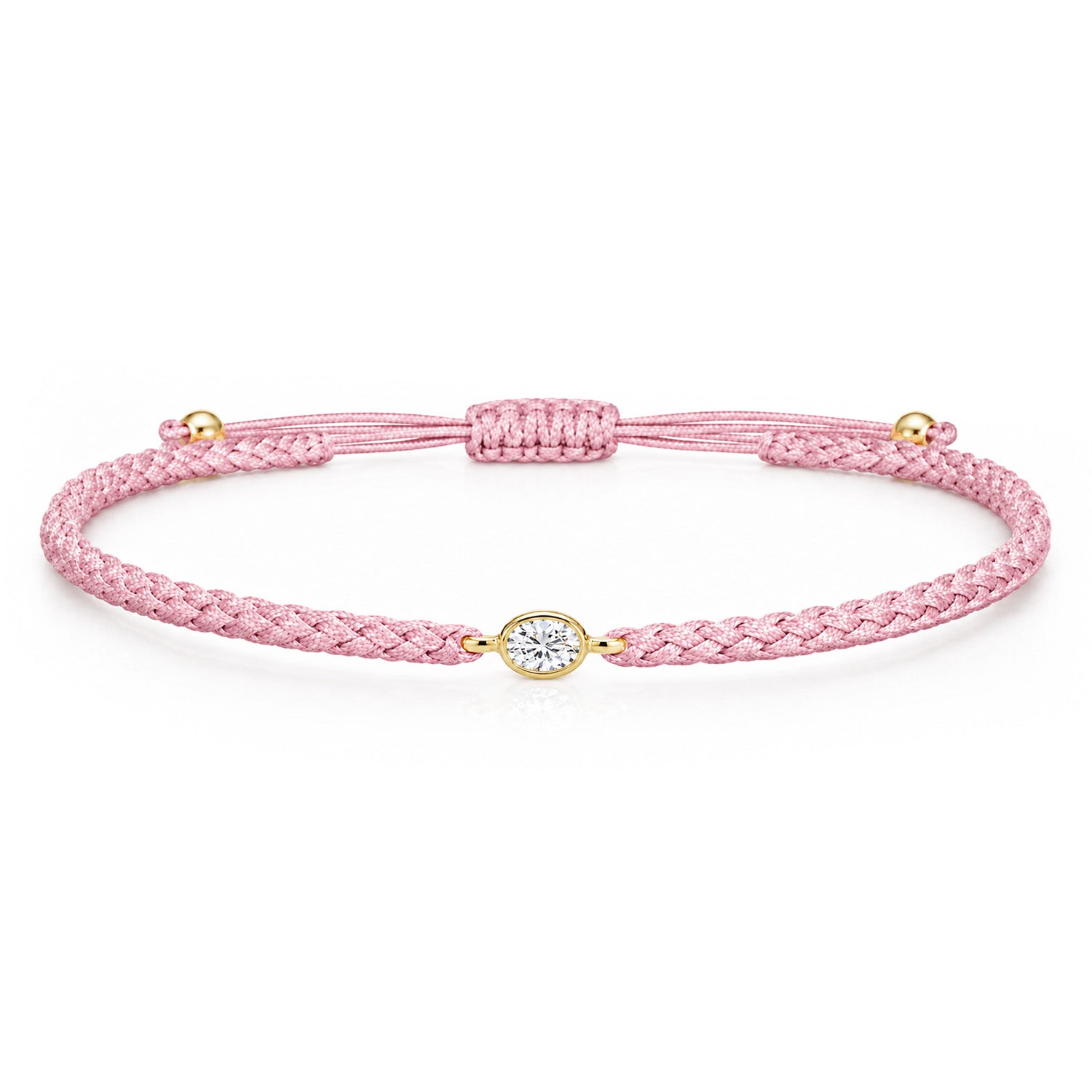 ORELIA Textilarmband rosa mit 0.20 ct. Lab Grown Diamond
