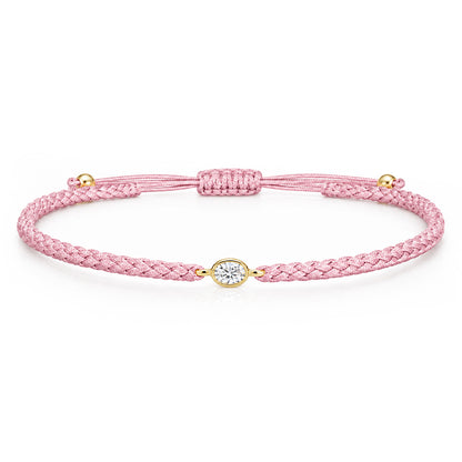 ORELIA Textilarmband rosa mit 0.20 ct. Lab Grown Diamond