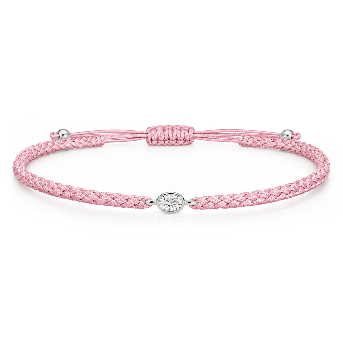 ORELIA Textilarmband rosa mit 0.20 ct. Lab Grown Diamond
