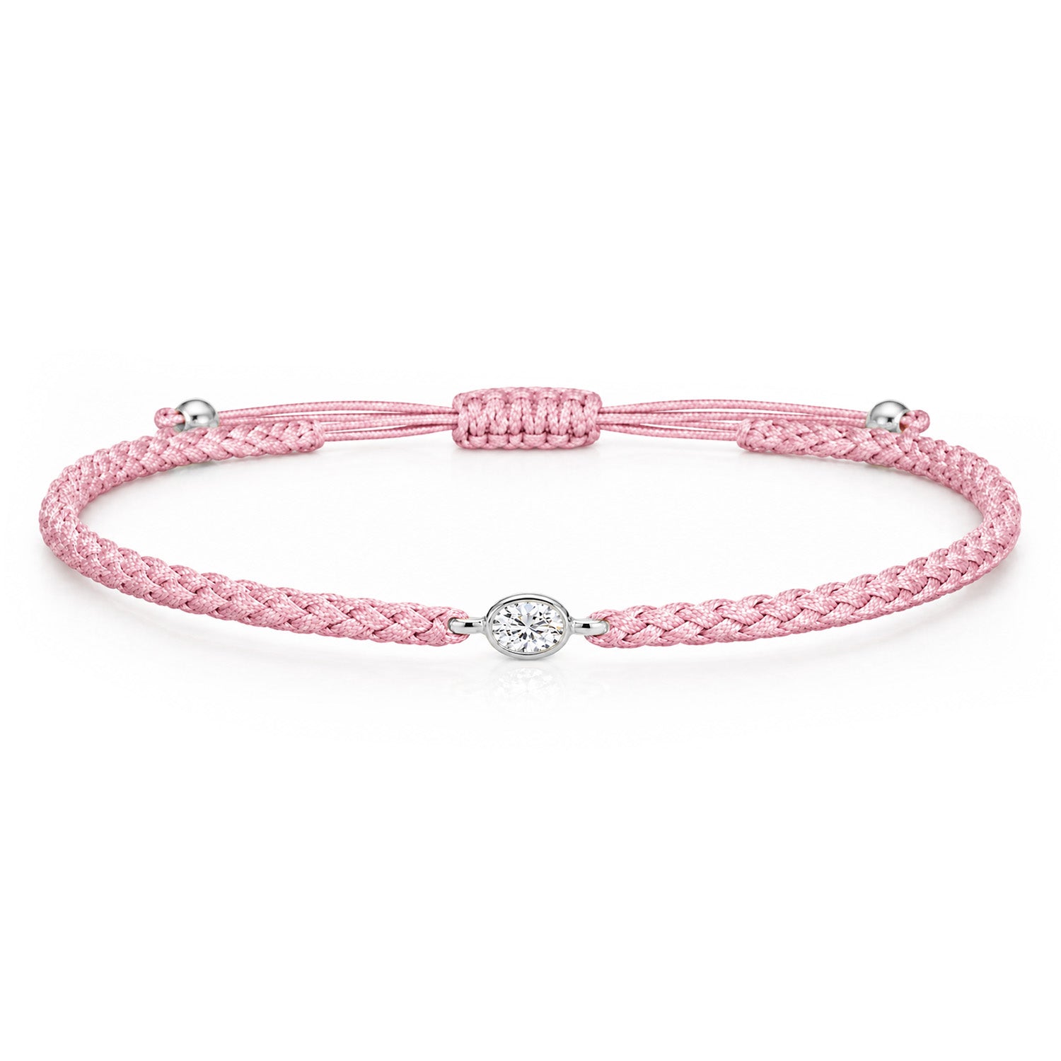 ORELIA Textilarmband rosa mit 0.20 ct. Lab Grown Diamond
