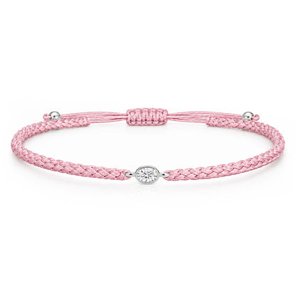 ORELIA Textilarmband rosa mit 0.20 ct. Lab Grown Diamond