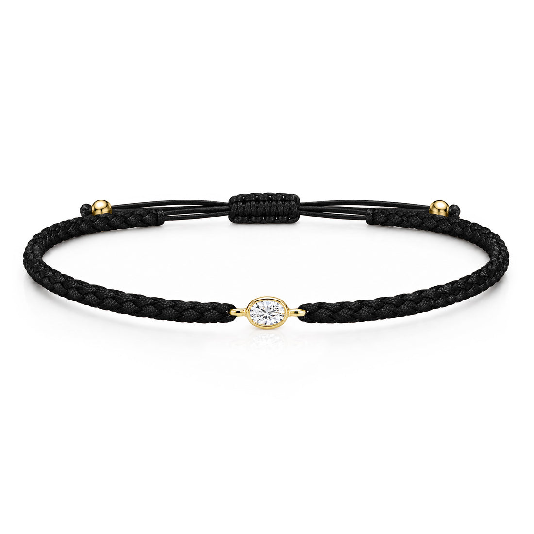 ORELIA Textilarmband schwarz mit 0.20 ct. Lab Grown Diamond