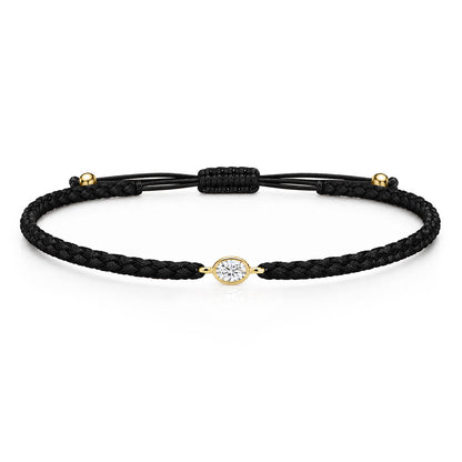 ORELIA Textilarmband schwarz mit 0.20 ct. Lab Grown Diamond