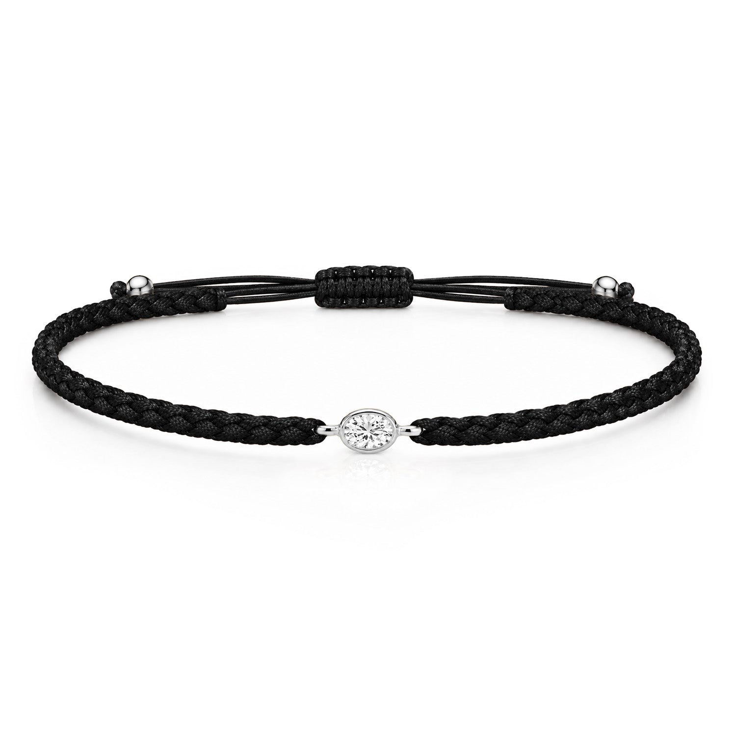 ORELIA Textilarmband schwarz mit 0.20 ct. Lab Grown Diamond