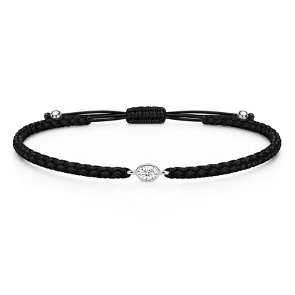 ORELIA Textilarmband schwarz mit 0.20 ct. Lab Grown Diamond