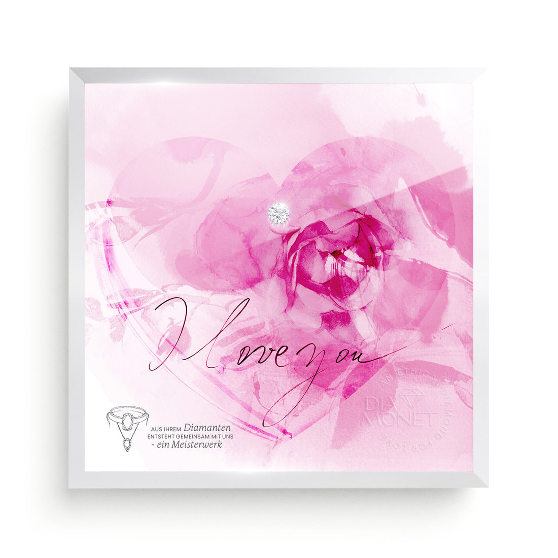 THE PRESENT "Love in Bloom" im Aluminium Rahmen silberweiß