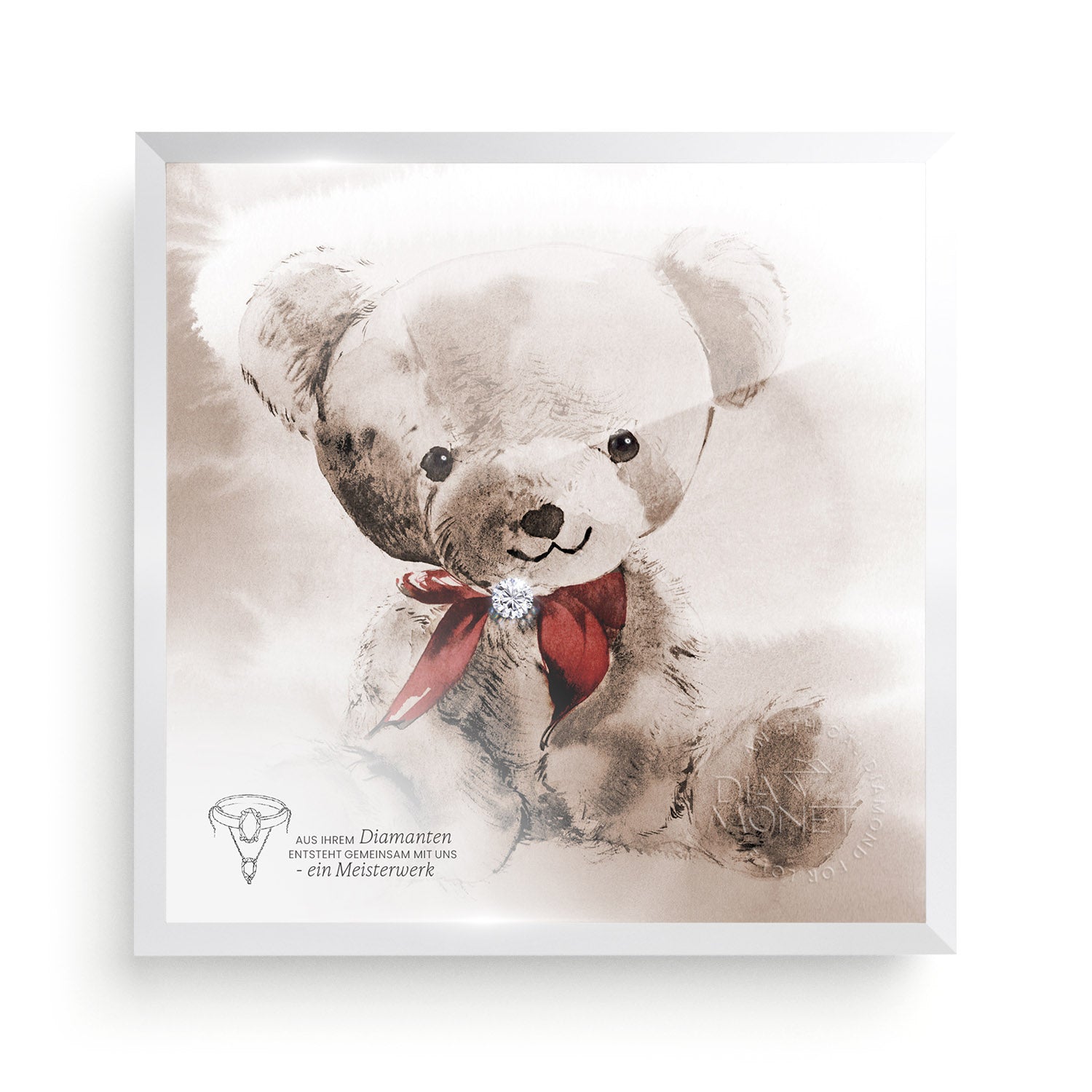 THE PRESENT "Teddy" im Aluminium Rahmen silberweiß