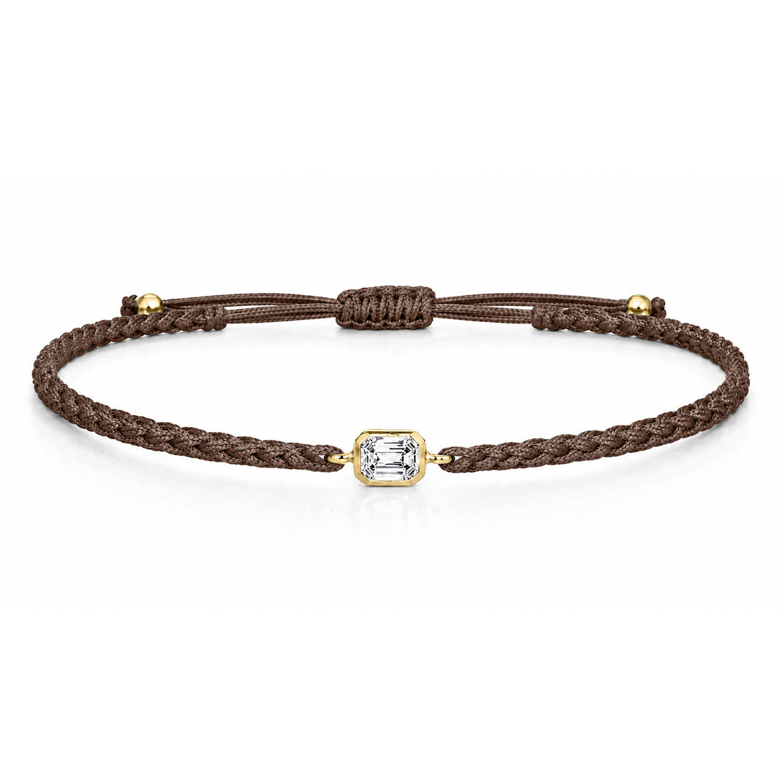 ELARA Textilarmband braun mit 0.20 ct. Lab Grown Diamond