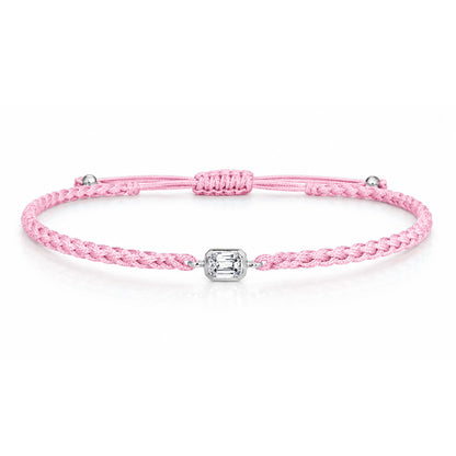 ELARA Textilarmband rosa mit 0.20 ct. Lab Grown Diamond